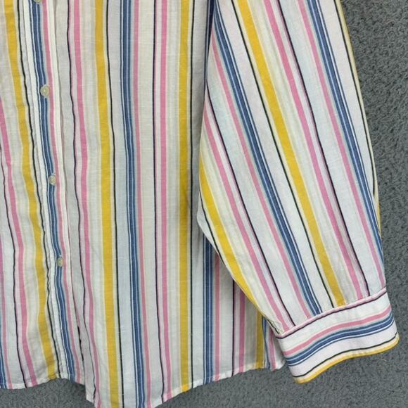 Ralph Lauren Linen Top 2X Lagenlook Beachy Preppy Natural Stripe Boxy Roomy LRL - Picture 5 of 13
